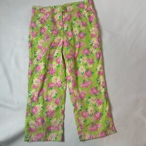 Vintage Child’s Lilly Pulitzer Girls Pants Rino-Dendron Pink Green Floral Sz 10